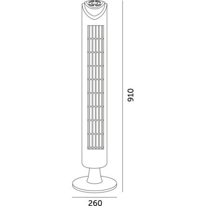 Wentylator wieżowy LISSE 45W/230V 91,4 cm czarny + zdalne sterowanie