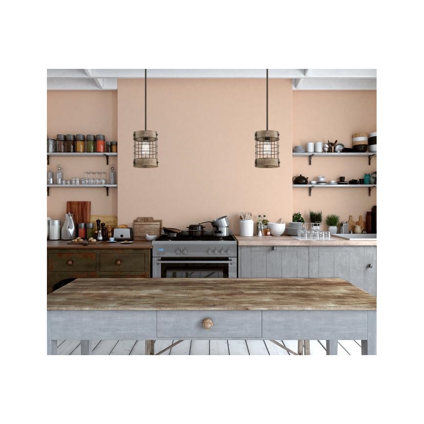Westinghouse 61180 - Lampa wisząca na lince LANGSTON 1xE27/60W/230V śr. 19 cm sosna