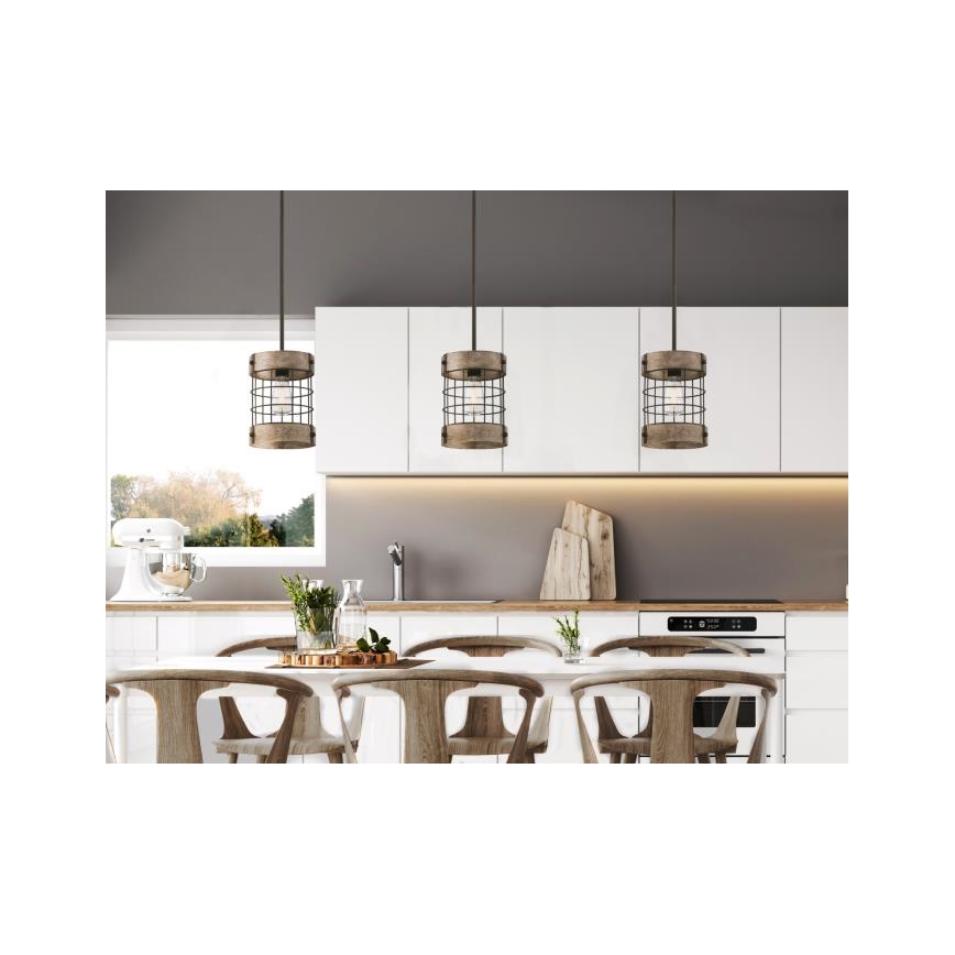 Westinghouse 61180 - Lampa wisząca na lince LANGSTON 1xE27/60W/230V śr. 19 cm sosna