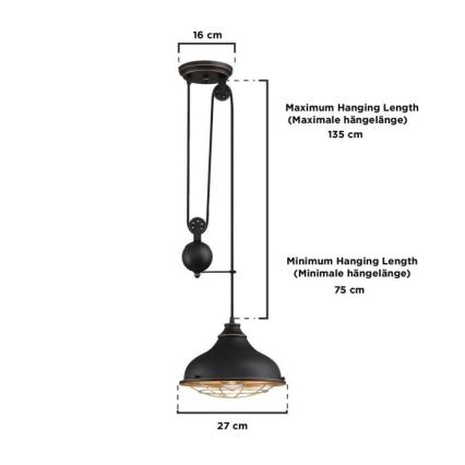Westinghouse 61249 - Żyrandol na lince CHAVES 1xE27/60W/230V