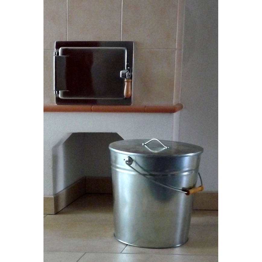 Wiadro na popiół z pokrywką 24 l chrom błyszczący