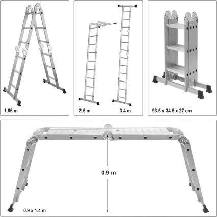 Wielofunkcyjna drabina 3,4 m