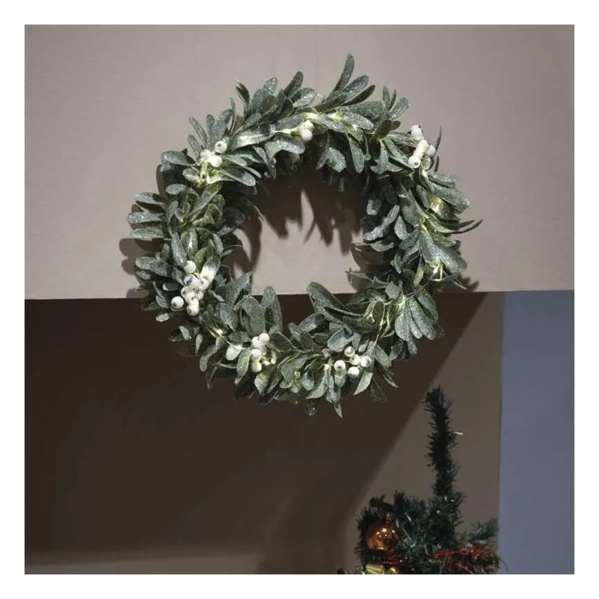 Wieniec świąteczny LED 25 diod / zasilanie 3×AA, średnica 35 cm