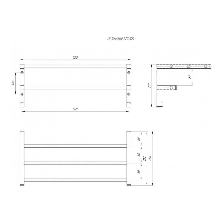 Wieszak na ręczniki na grzejnik łazienkowy HF SHEFFIELD 52x25,6 cm biały