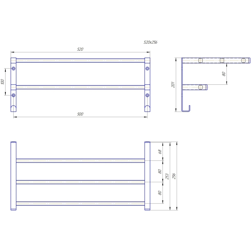 Wieszak na ręczniki na grzejnik łazienkowy HF SHEFFIELD 52x25,6 cm czarny