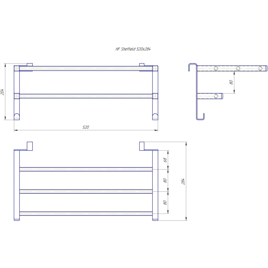 Wieszak na ręczniki na grzejnik łazienkowy HF SHEFFIELD 52x28,4 cm czarny