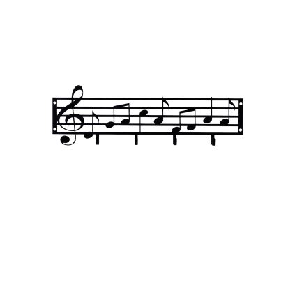 Wieszak naścienny 60x19 cm nuty metal