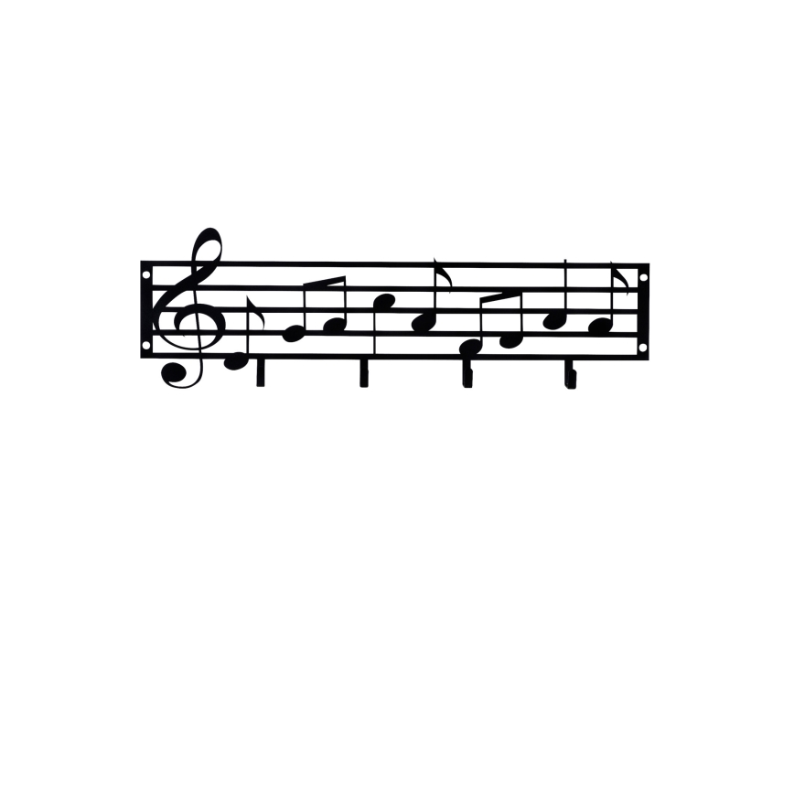 Wieszak naścienny 60x19 cm nuty metal