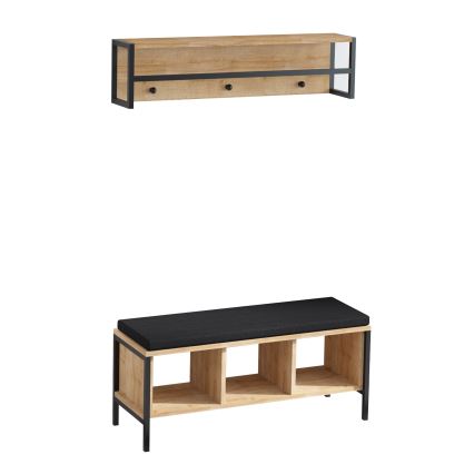 Wieszak ścienny SHANA 24x100 cm + szafka na buty 43x100 cm brąz/czarny