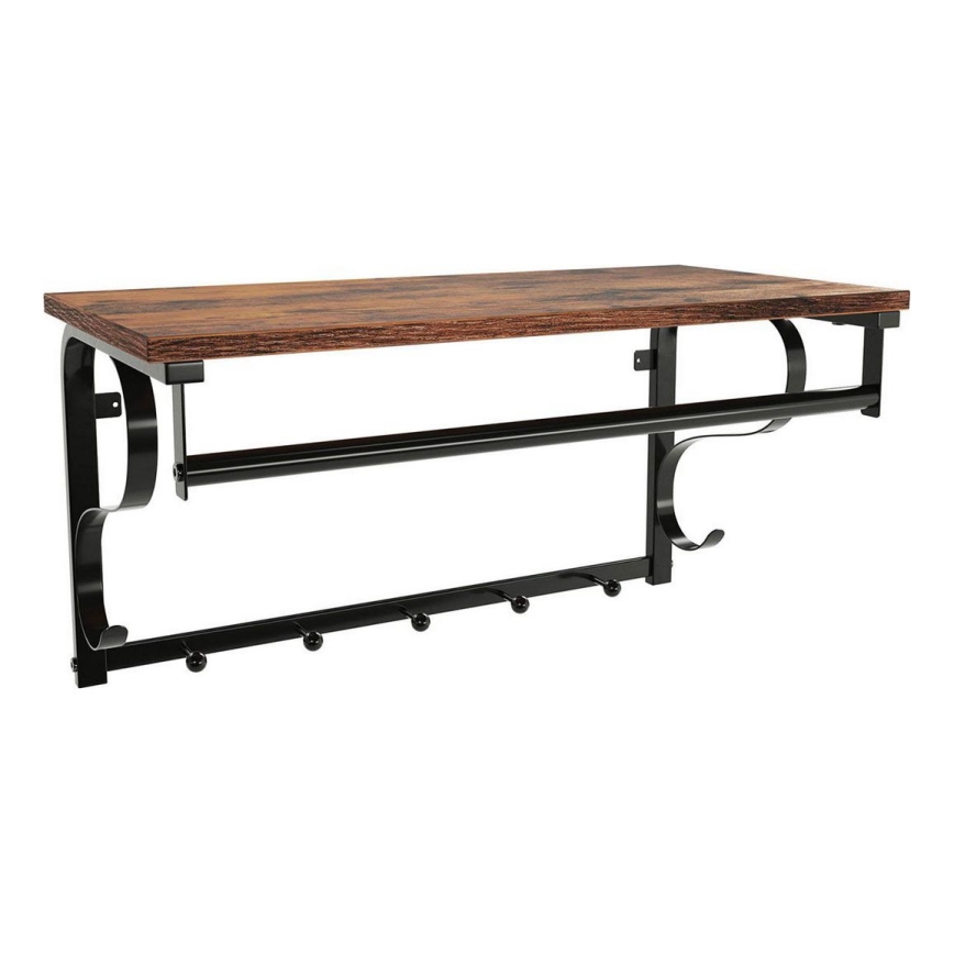 Wieszak ścienny z półką NATE brązowy/czarny