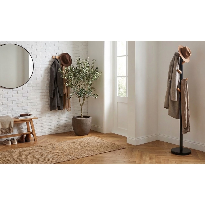 Wieszak stojący 177x28 cm DOMUS czarny/beżowy