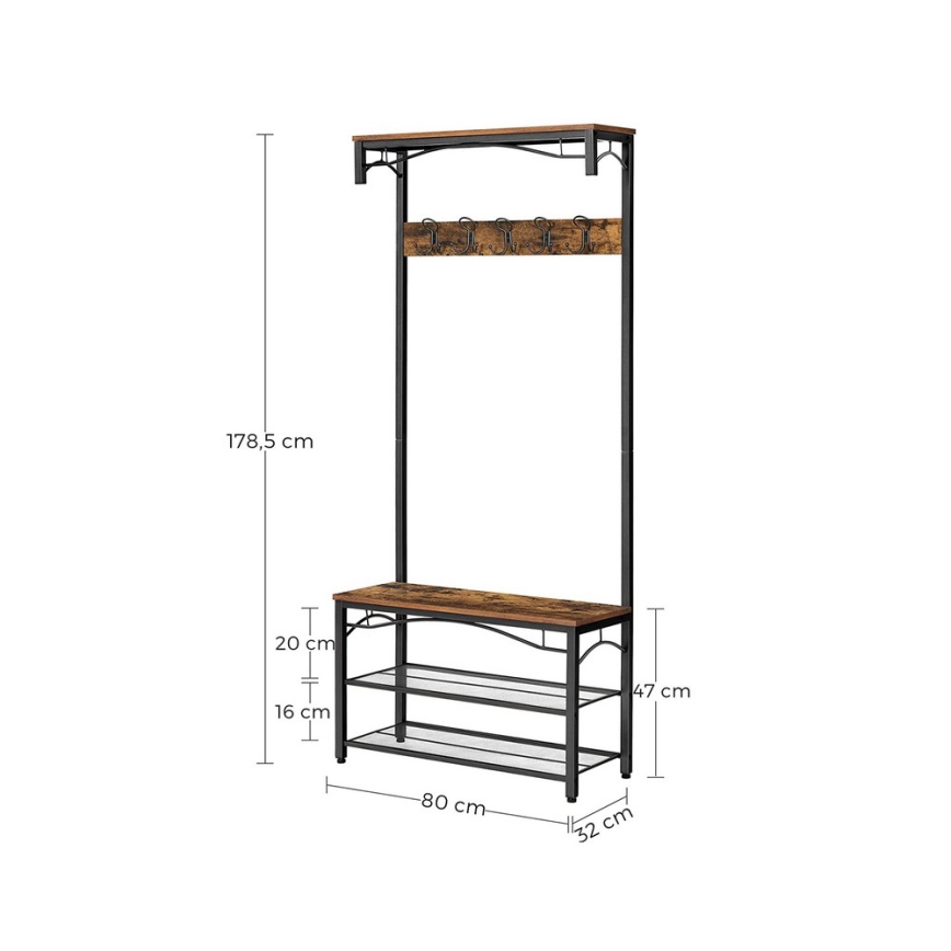 Wieszak stojący NAVOR brązowy/czarny