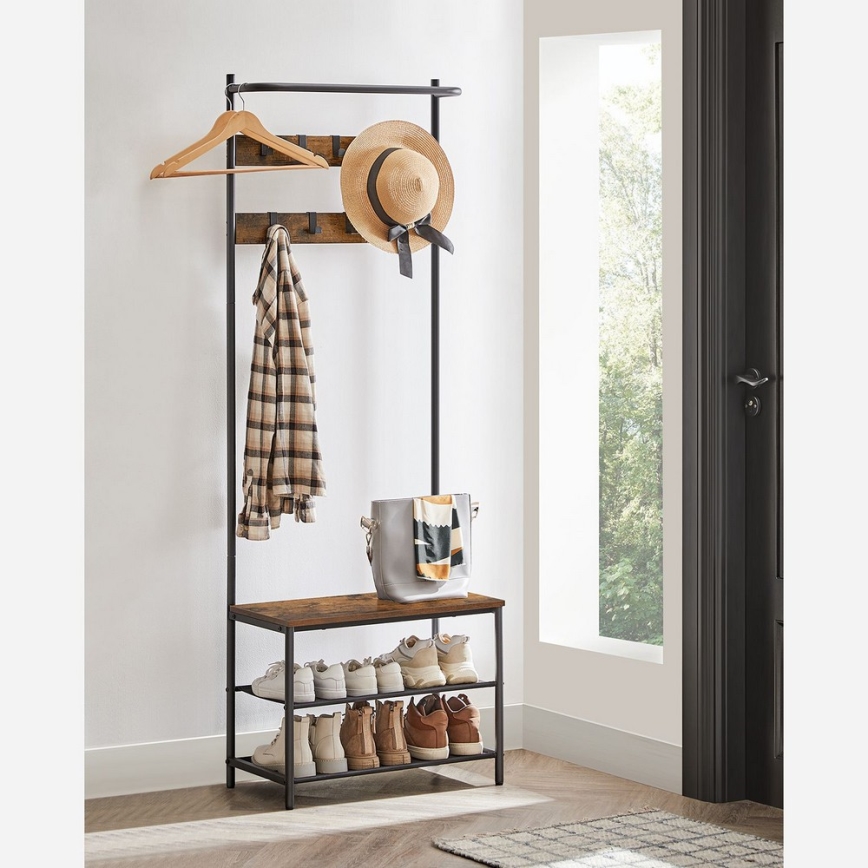 Wieszak stojący NAVOR brązowy/czarny