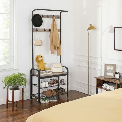 Wieszak stojący NAVOR brązowy/czarny