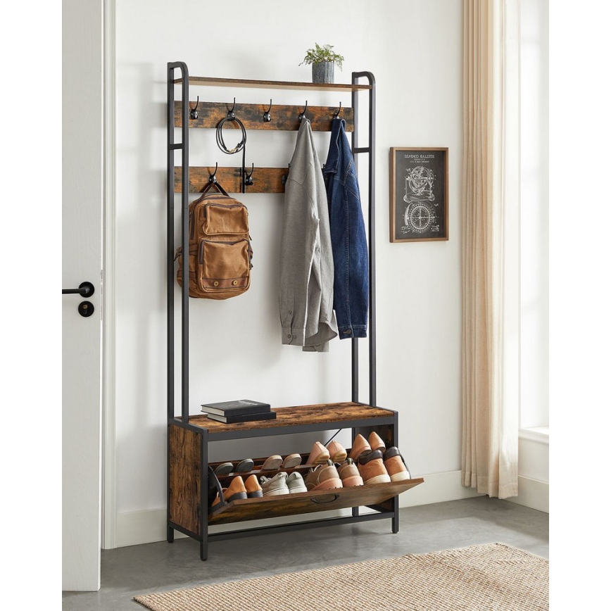 Wieszak stojący NAVOR brązowy/czarny