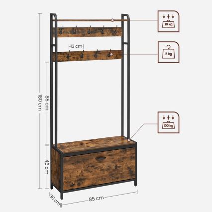 Wieszak stojący NAVOR brązowy/czarny