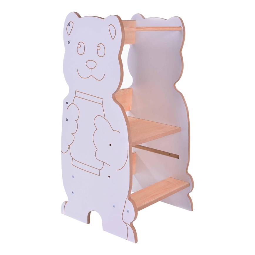 Wieża edukacyjna BEAR biała/klon