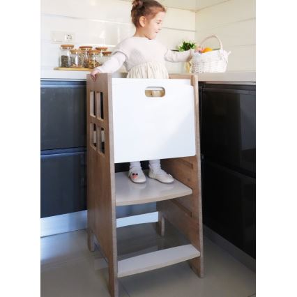 Wieża edukacyjna KULE 90x50 cm brązowo-biała