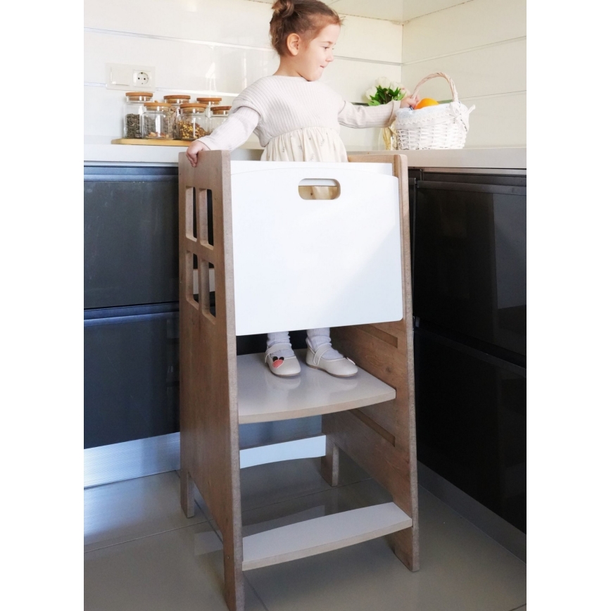 Wieża edukacyjna KULE 90x50 cm brązowo-biała