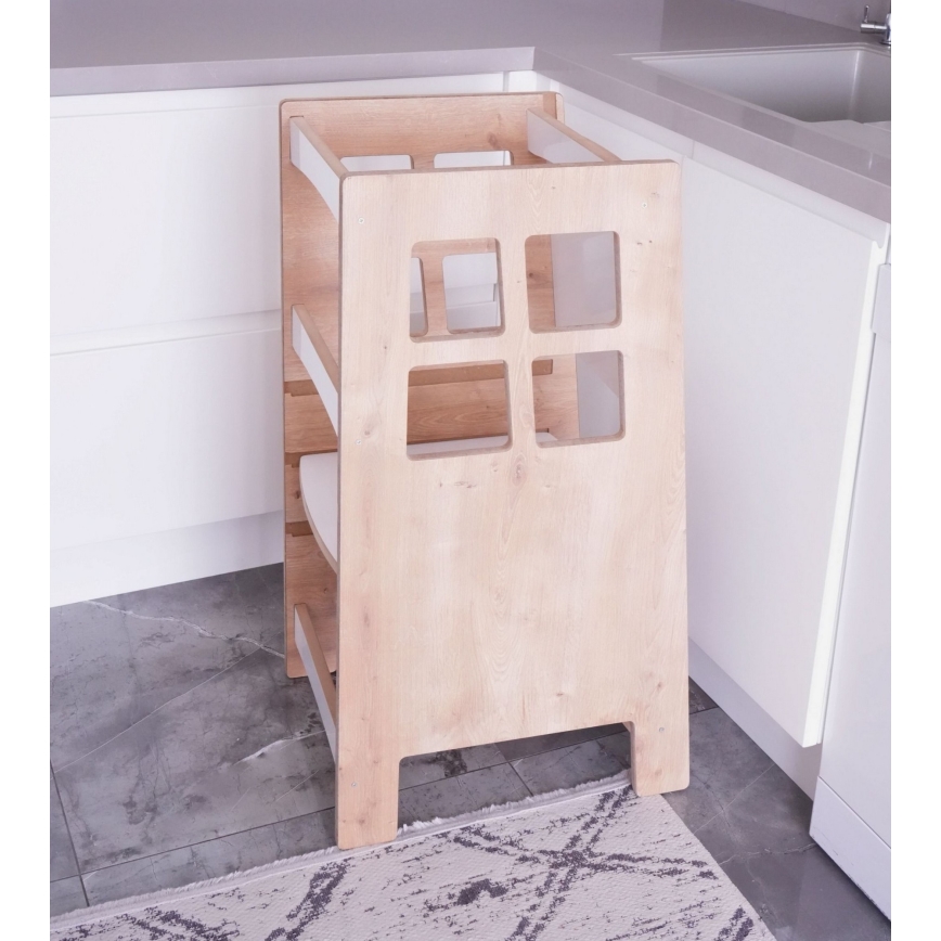 Wieża edukacyjna KULE 90x50 cm brązowo-biała