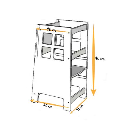 Wieża edukacyjna KULE 90x50 cm brązowo-biała
