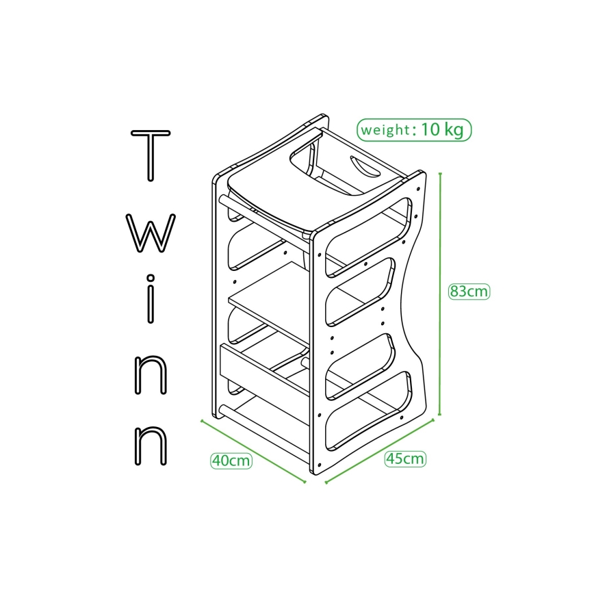 Wieża edukacyjna TWINN 83x45 cm brązowa