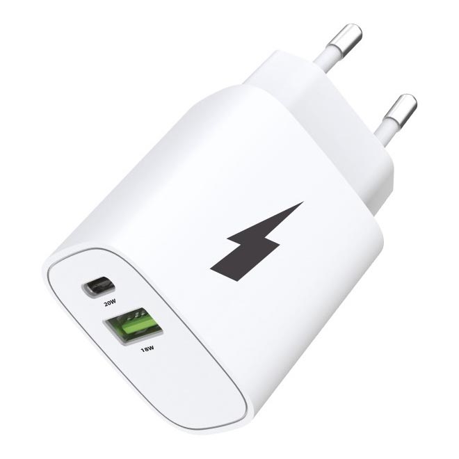 Winner Group - Adapter do szybkiego ładowania 1xUSB-C + 1xUSB-A Power Delivery 20W biały