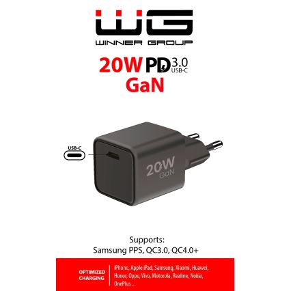 Winner Group - Adapter do szybkiego ładowania 1xUSB-C Power Delivery 20W czarny