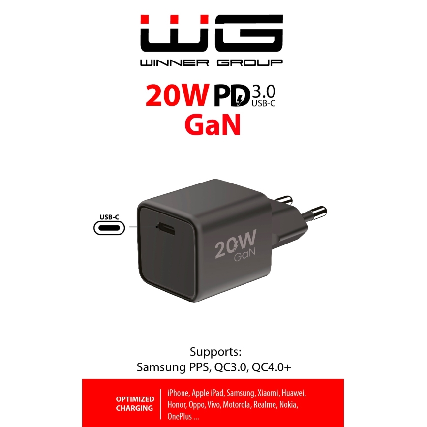 Winner Group - Adapter do szybkiego ładowania 1xUSB-C Power Delivery 20W czarny