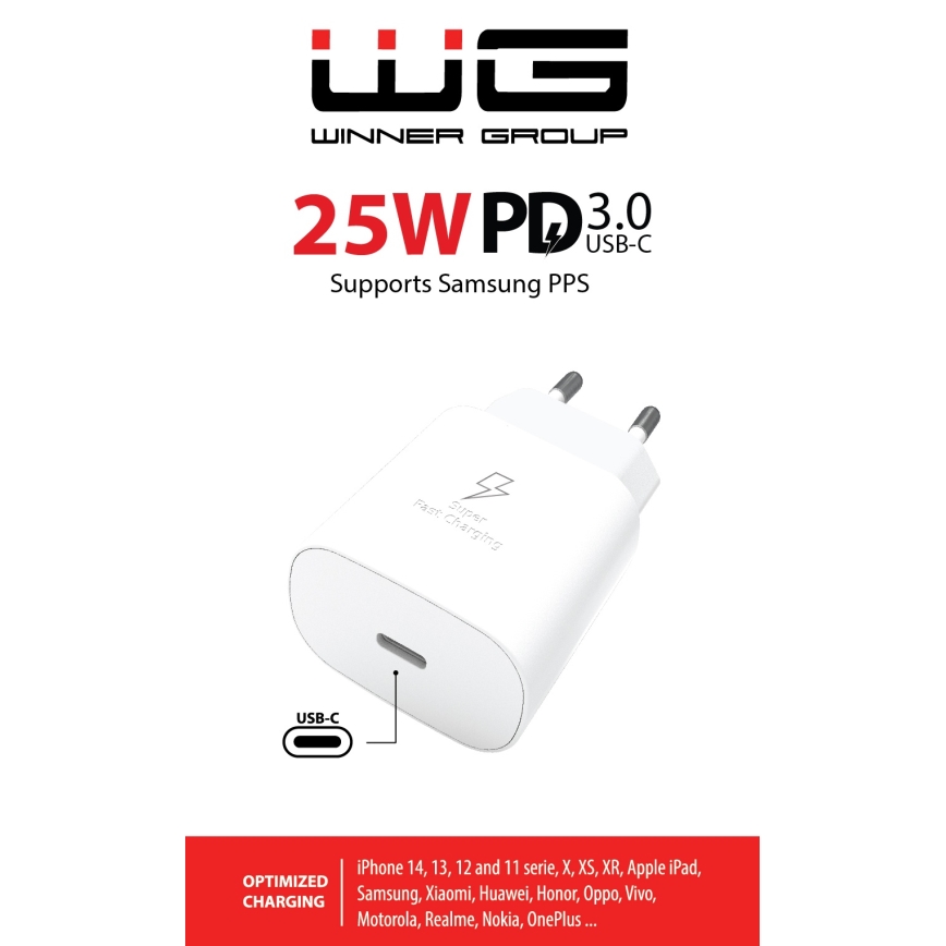 Winner Group - Adapter do szybkiego ładowania 1xUSB-C Power Delivery 25W biały
