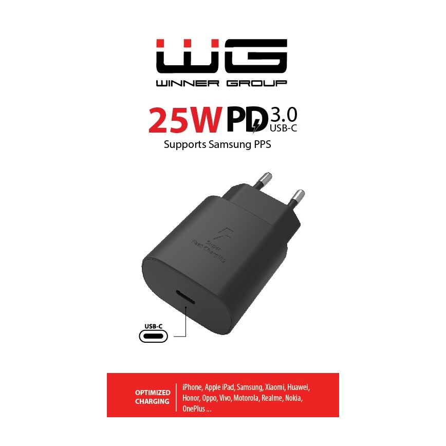 Winner Group - Adapter do szybkiego ładowania 1xUSB-C Power Delivery 25W czarny