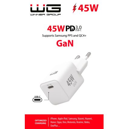 Winner Group - Adapter do szybkiego ładowania 1xUSB-C Power Delivery 45W biały