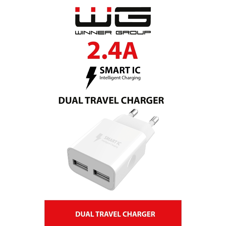 Winner Group - Adapter ładowania 2xUSB-A 12W biały