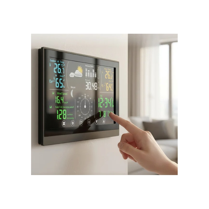 Winner Group - Dotykowa stacja pogodowa z kolorowym wyświetlaczem LCD 5V/3xAAA + 6xAA