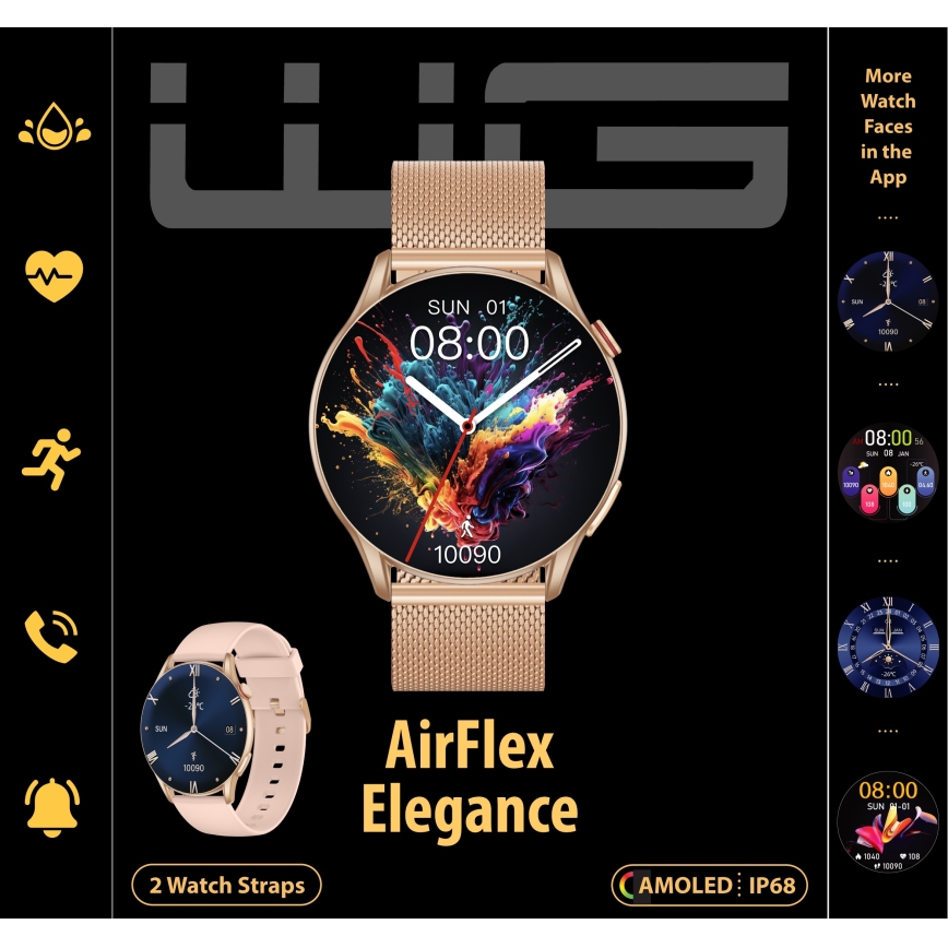 Winner Group - Inteligentny zegarek AirFlex 2 Elegance 280 mAh IP68 złoty