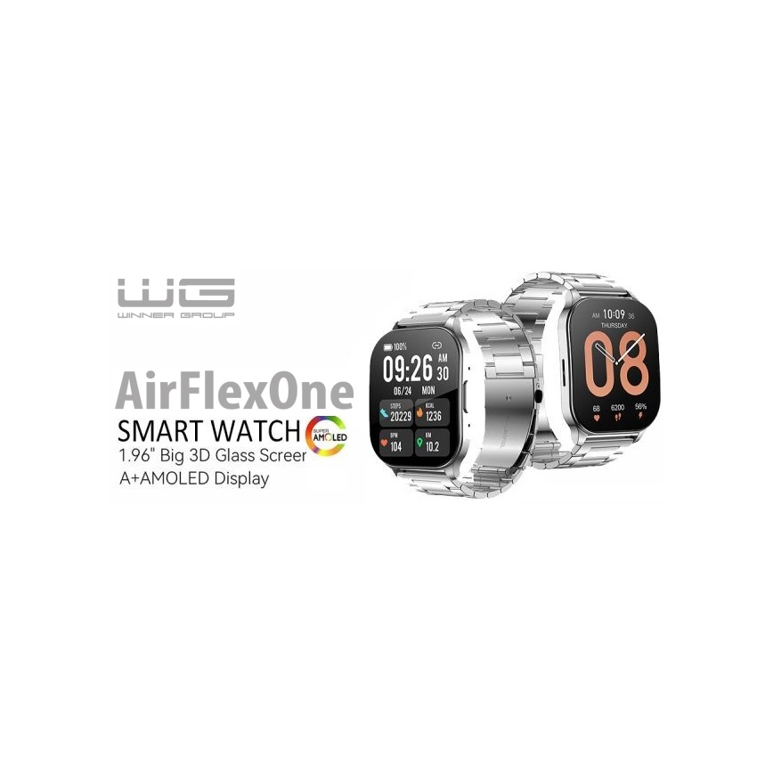 Winner Group - Inteligentny zegarek AirFlexOn 300 mAh IP68 srebrny