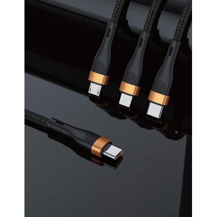 Winner Group -Kabel USB 3w1 USB-C / Lightning, USB-C i Micro USB 100W 1,5m czarny