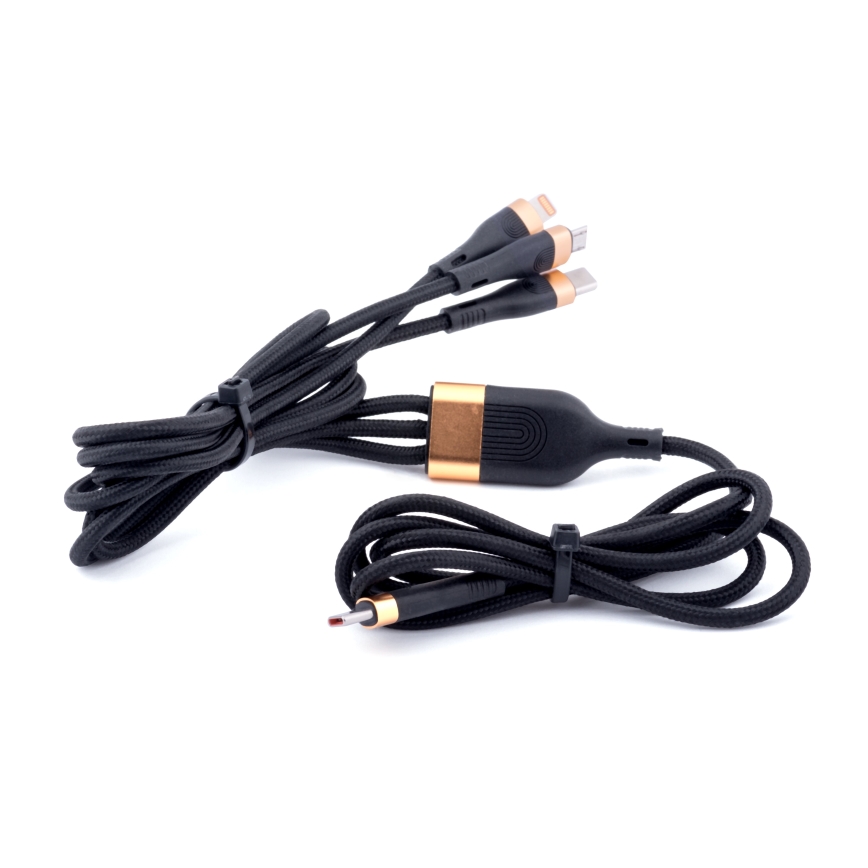 Winner Group -Kabel USB 3w1 USB-C / Lightning, USB-C i Micro USB 100W 1,5m czarny