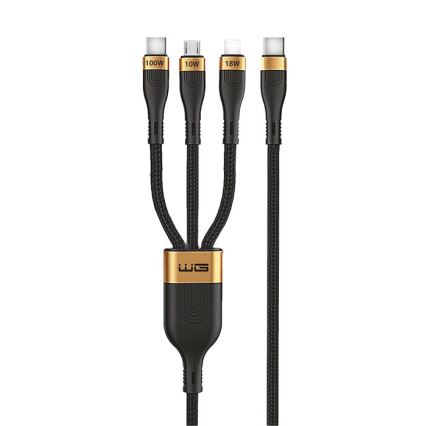 Winner Group -Kabel USB 3w1 USB-C / Lightning, USB-C i Micro USB 100W 1,5m czarny