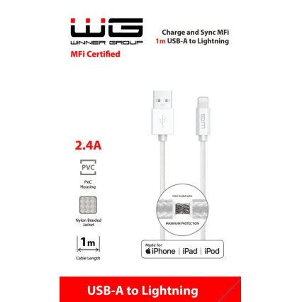 Winner Group - Kabel USB MFI Lightning / USB-A 1m biały