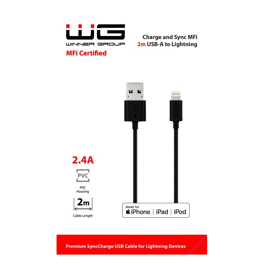 Winner Group - Kabel USB MFI Lightning / USB-A 2m czarny