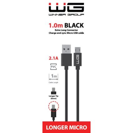 Winner Group - Kabel USB rozszerzony Micro USB / USB-A 1m czarny