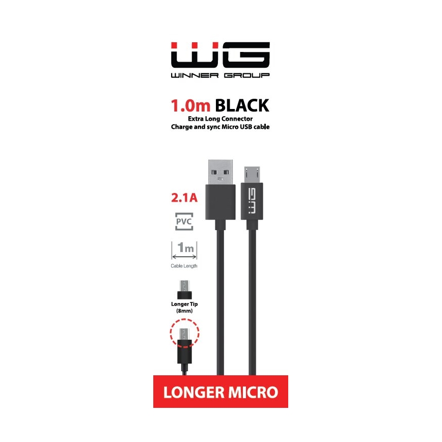 Winner Group - Kabel USB rozszerzony Micro USB / USB-A 1m czarny