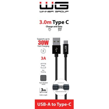 Winner Group - Kabel USB USB-C / USB-A 30W 3m czarny