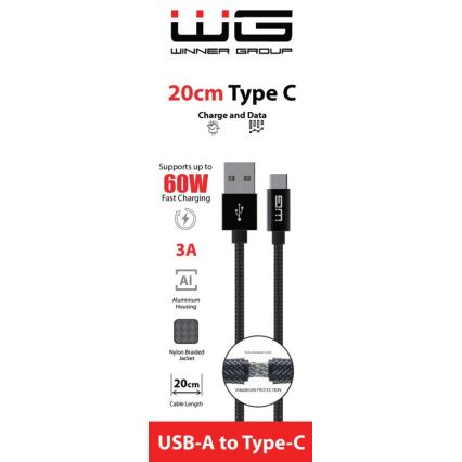 Winner Group - Kabel USB USB-C / USB-A 60W 20cm czarny