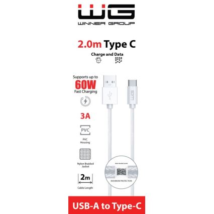 Winner Group - Kabel USB USB-C / USB-A 60W 2m biały