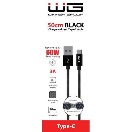 Winner Group - Kabel USB USB-C / USB-A 60W 50cm czarny