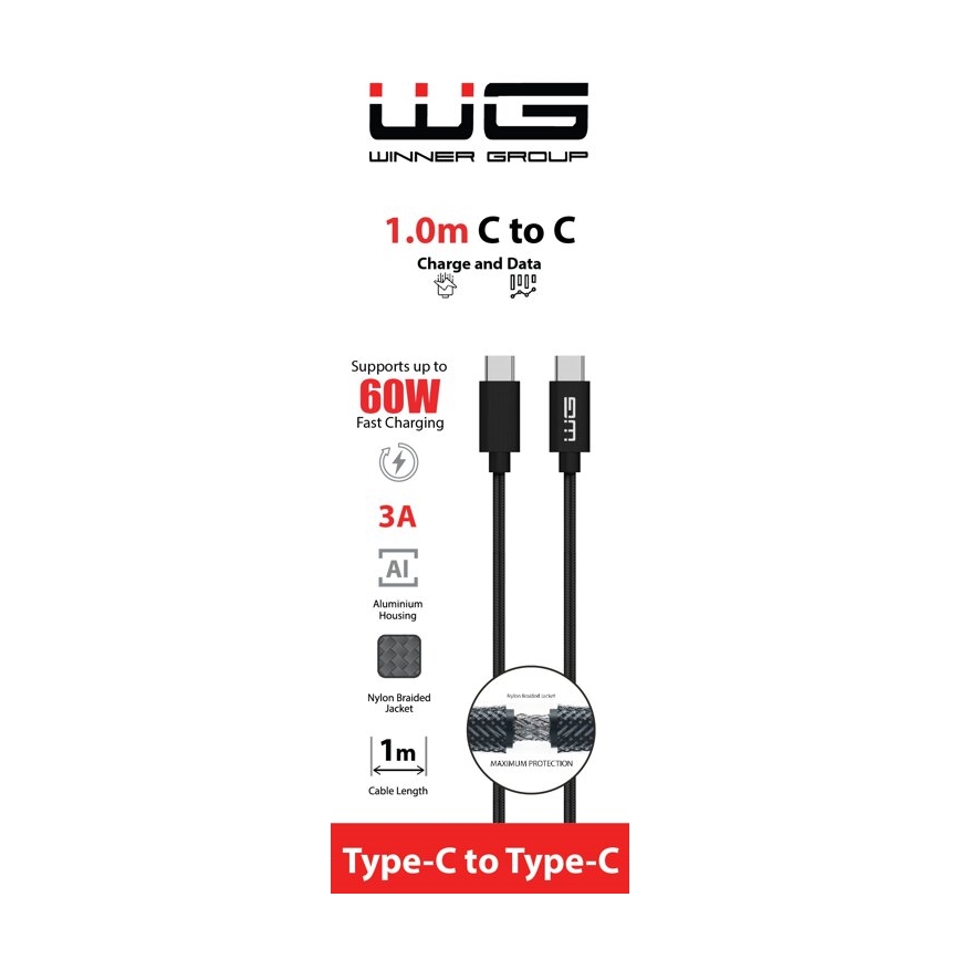 Winner Group - Kabel USB USB-C / USB-C 60W 1m czarny