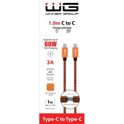Winner Group - Kabel USB USB-C / USB-C 60W 1m pomarańczowy