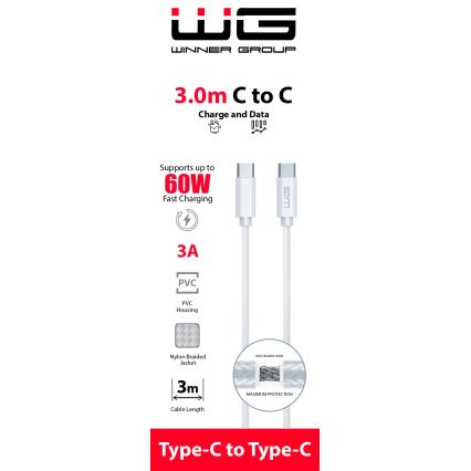 Winner Group - Kabel USB USB-C / USB-C 60W 3m biały